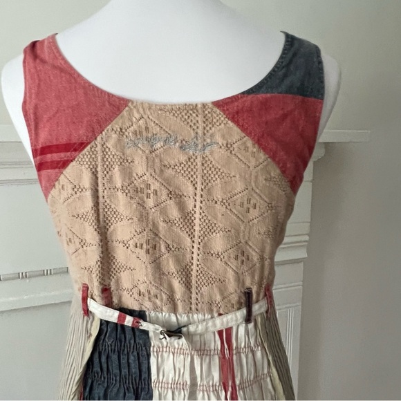 Desigual Dress Medium Patchwork Babydoll Jumper Cottage Crochet Boho Overalls - Picture 13 of 17